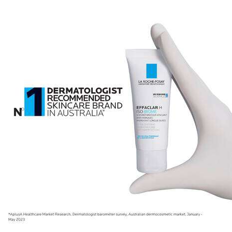 La Roche Posay Effaclar H Isobiome Moisturiser 40ml displayed with dermatologist recommendation.