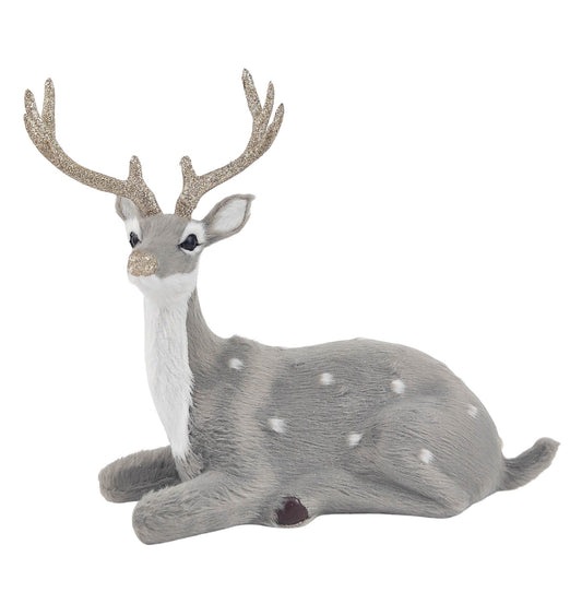 Reindeer Sitting Decoration grey 22Cm