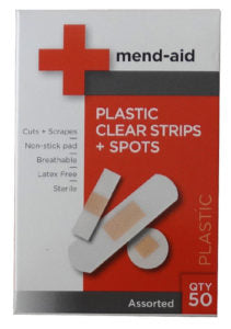 Mend-Aid Plastic Clear Strips + Spots 50 Pack