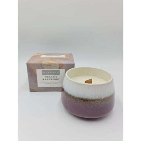 Vivante Ceramics Peach & Raspberry Candle | Pastel Pines