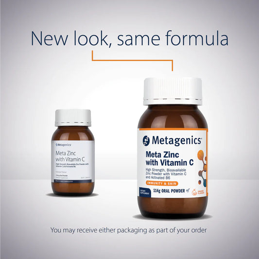Metagenics Meta Zinc With Vitamin C Raspberry/Orange Flavour 114 g Oral Powder
