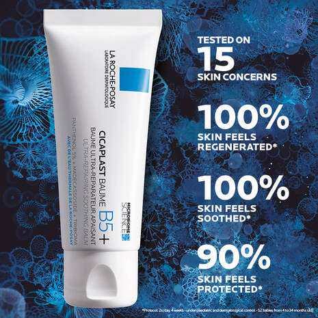 La Roche Posay Cicaplast Soothing Repair Balm 40ml tube with claims of skin regeneration and soothing benefits.