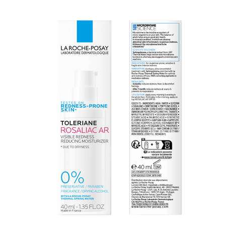 La Roche Posay Toleriane Rosaliac AR Moisturiser for Anti-Redness 40ml packaging front and back view