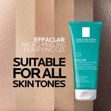 La Roche Posay Effaclar Micro-Peeling Purifying Gel Cleanser 200ml suitable for all skin tones.