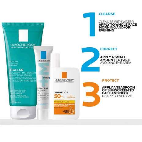 La Roche Posay Effaclar Micro-Peeling Purifying Gel Cleanser 200ml skincare routine cleanser and sunscreen