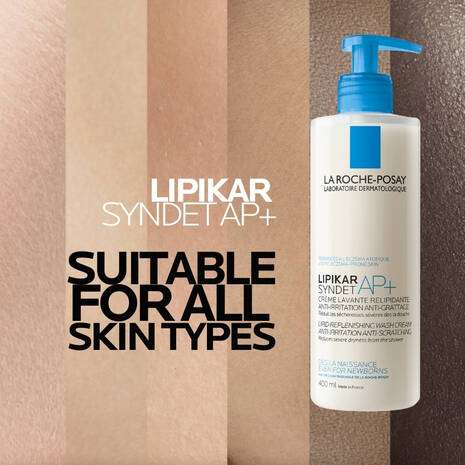 La Roche Posay Lipikar Syndet Ap+ Body Wash Shower Cream 400ml, suitable for all skin types.