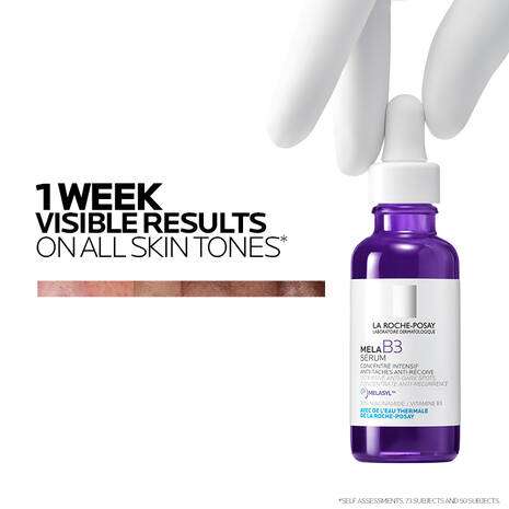 La Roche Posay Mela B3 Niacinamide Serum for Dark Spots 30ml showcasing visible results on all skin tones.