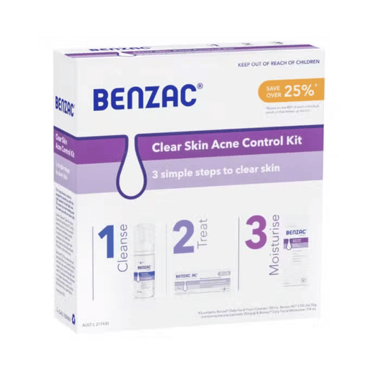Benzac Clear Skin Acne Control Kit 3 Simple Steps
