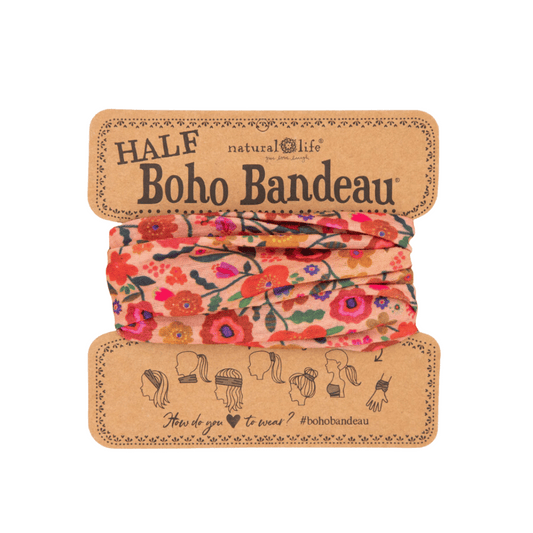Half Boho Bandeau Headband  Blush Floral