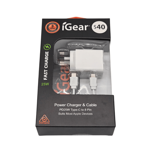 I Gear Power Charger & Cable PD 25W Type C to 8 Pin