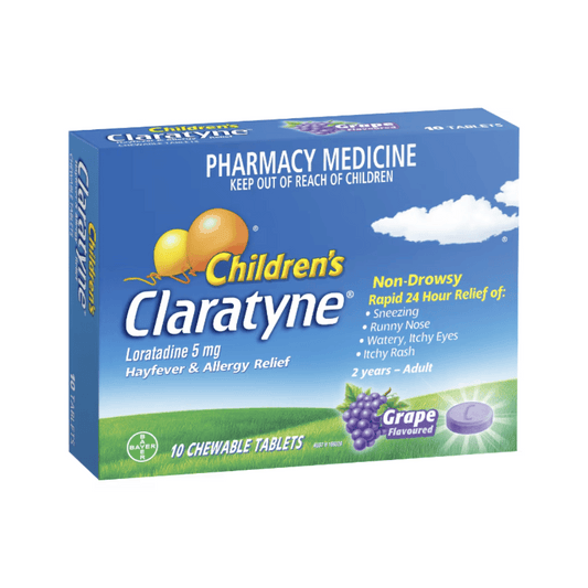 Children's Claratyne Grape Chewable 10 Tablets