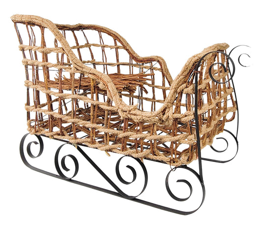 Elegant Woodsy Sleigh Decoration Natural