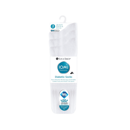 IOMI Diabetic Socks US 10-12 White
