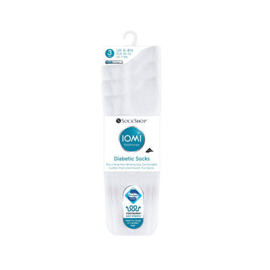 IOMI Diabetic Socks US 7-9 White