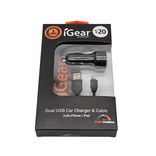 I Gear Dual USB Car Charger & Cable