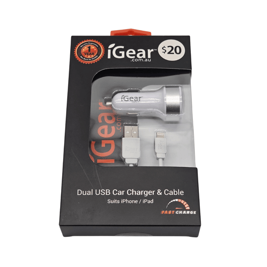 I Gear Dual USB Car Charger & Cable