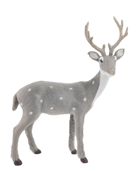 Reindeer Standing Decoration grey 30Cm