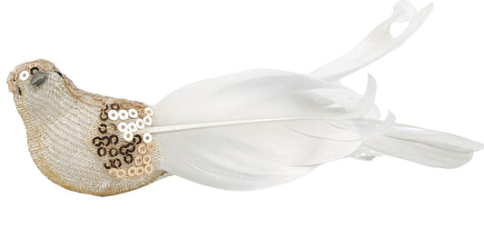 Elegant Bird Feather Clip White & gold 1