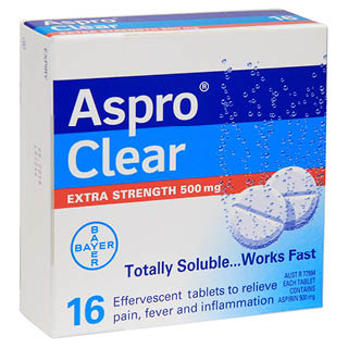 Aspro Clear Extra Strength Pain Relief Aspirin 16 Soluble Effervescent