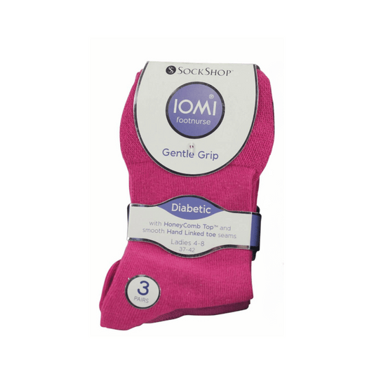 IOMI Ladies Gentle Grip Diabetic Socks UK 4-8 Pink