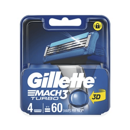 Gillette Mach3 Turbo Replacement Cartridges 4 Pack