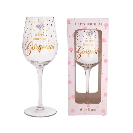 Mad Dots Happy Birthday Wine Glass