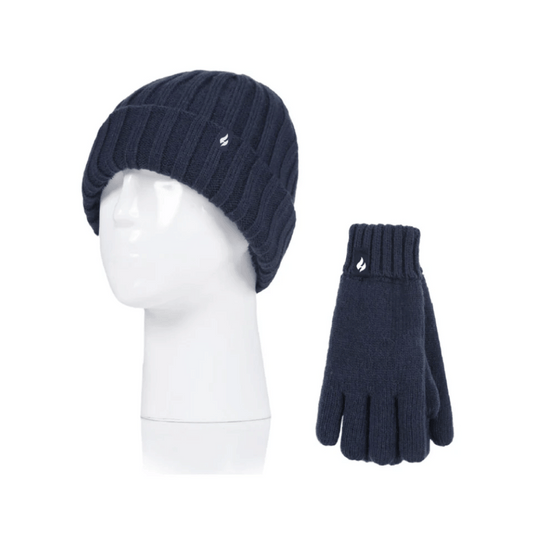 Heat Holders Open Road Ribbed Turn Over Thermal Beanie and Gloves-Boys 7-10 Years