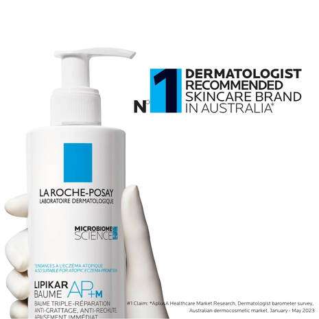 La Roche Posay Lipikar Ap+M Body Balm Cream 400ml bottle, dermatologist recommended skincare in Australia.