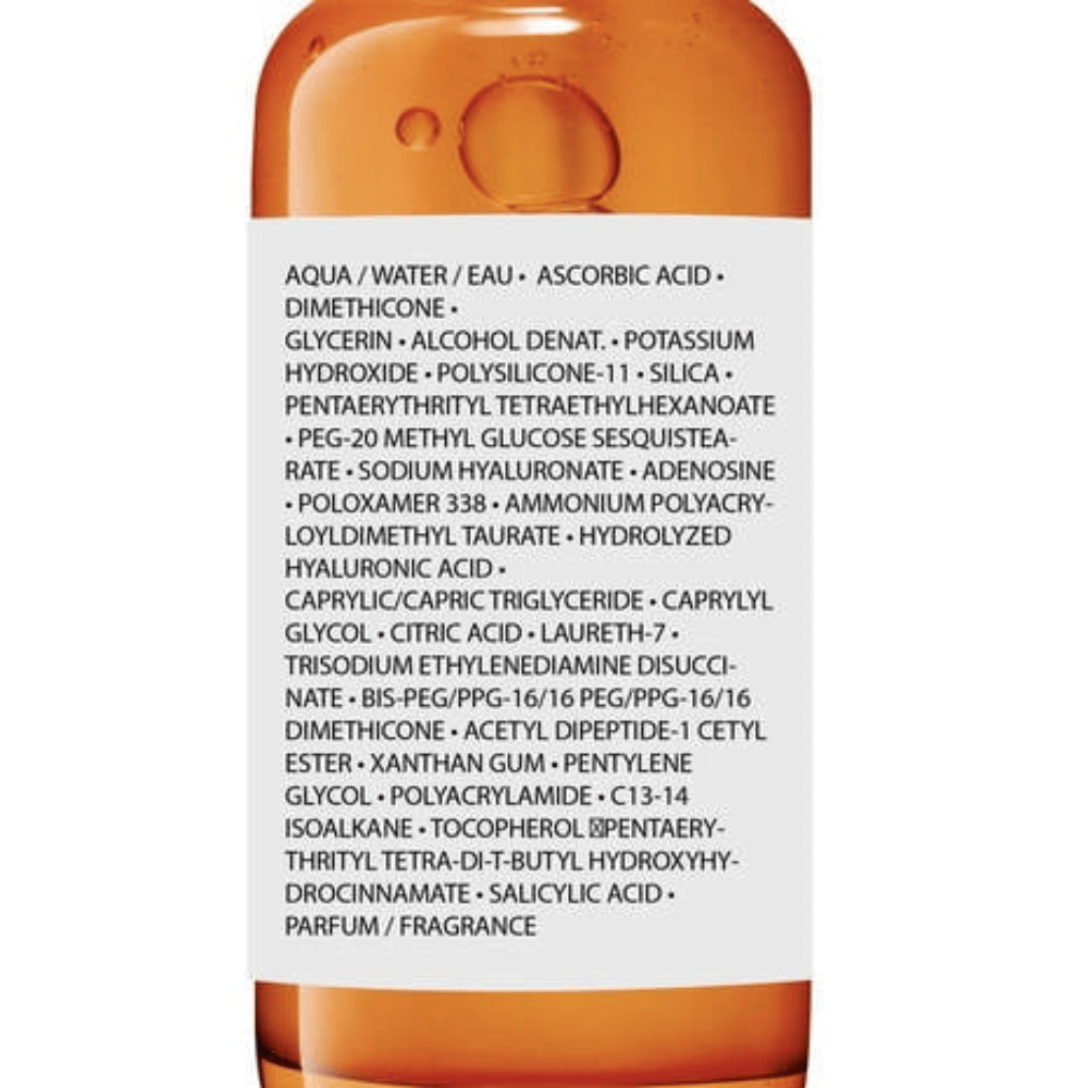 Vitamin C 12 Brightening Serum 30mL ingredient list showcasing the anti-ageing formula for skin radiance.