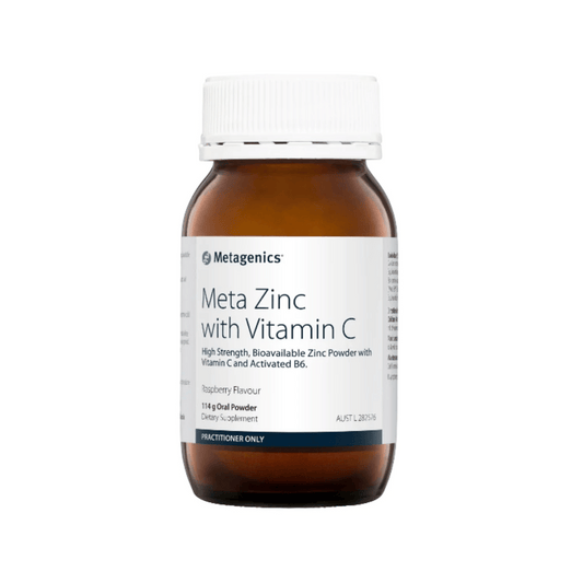 Metagenics Meta Zinc With Vitamin C Raspberry/Orange Flavour 114 g Oral Powder