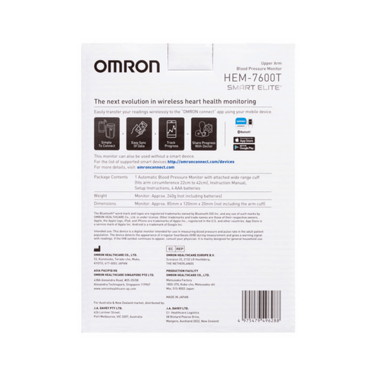 Omron Smart Elite BP Monitor HEM7600T Bluetooth