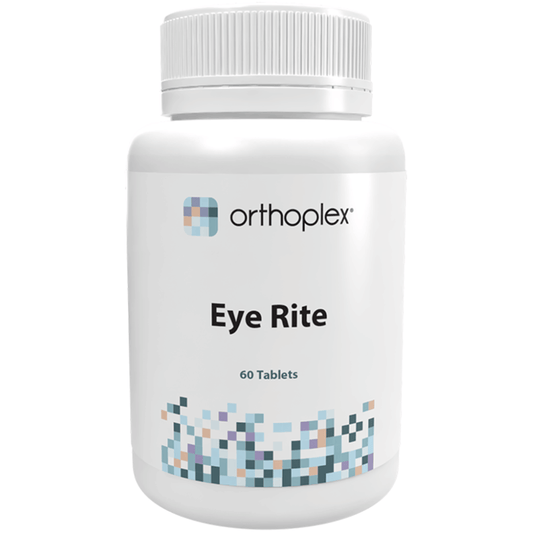 Orthoplex Eye Rite 60 Tablets bottle with product label for healthy eyesight support.