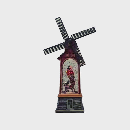 Christmas Lantern Windmill With Santa