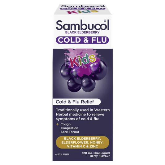 Sambucol Black Elderberry Kids Cold & Flu Liquid 2 Years+ 120mL