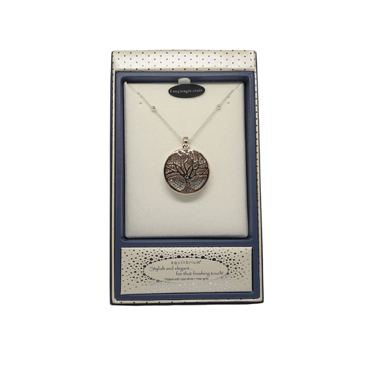 Silver and Rose Gold Double Layer Tree Of Life Necklace