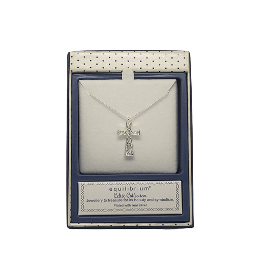 Equilibrium Silver Cross With Cut Out Design Necklace