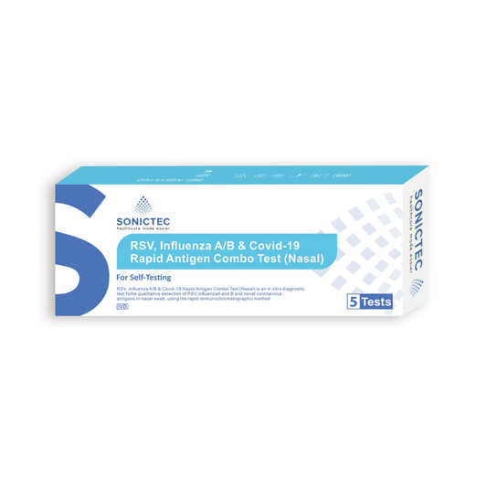 Sonictec RSV, Influenza A/B & Covid-19 Rapid Antigen Combo Test 5 Pack