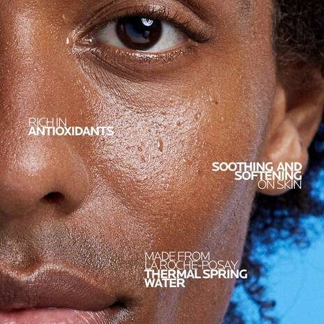 Close-up of a person’s face highlighting La Roche Posay Thermal Spring Water Facial Mist 300ml benefits.