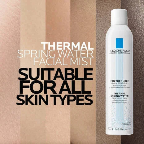 La Roche Posay Thermal Spring Water Facial Mist 300ml suitable for all skin types in a refreshing spray bottle.