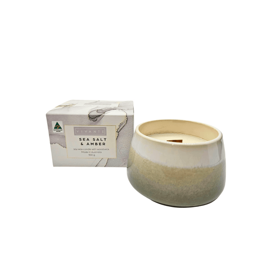 Vivante Ceramics Sea Salt & Amber Soy Wax Candle